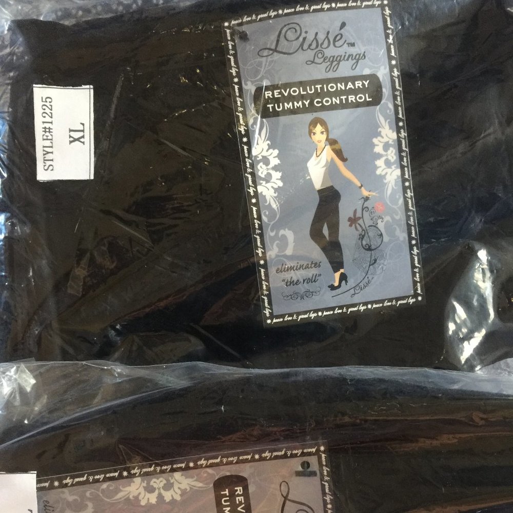 Black Leggings by Lisse, "Eliminate the Roll"  Style #1225 XL